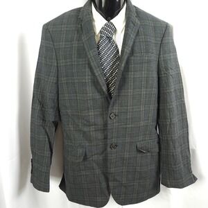 Ralph Lauren Gray Plaid 100% Wool Sports Coat‎ Double Vent Blazer Men's 38R
